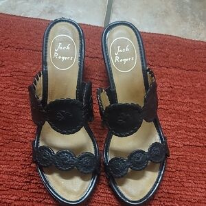 Jack Rogers Black Leather Women's Sandals